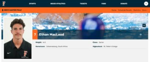 water polo scholarship Ethan Macleod