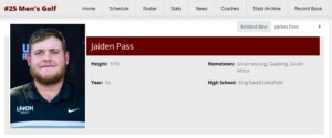Jaiden Pass UNOH College GOlf